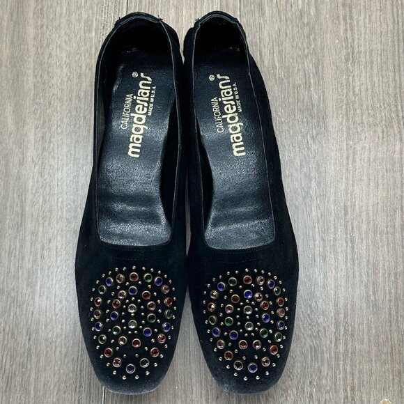 California Magdesians Shoes Womens 6M Jeweled Embellished Loafer Suede Black - Picture 6 of 12